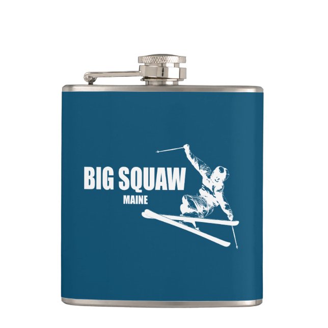 Big Squaw Maine Skier Hip Flask (Front)