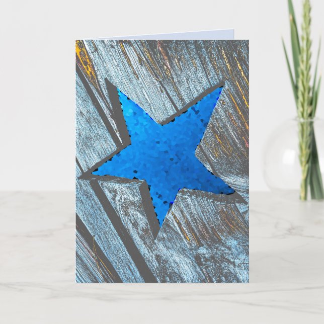Big star birthday card with sparkle bright blue (Front)