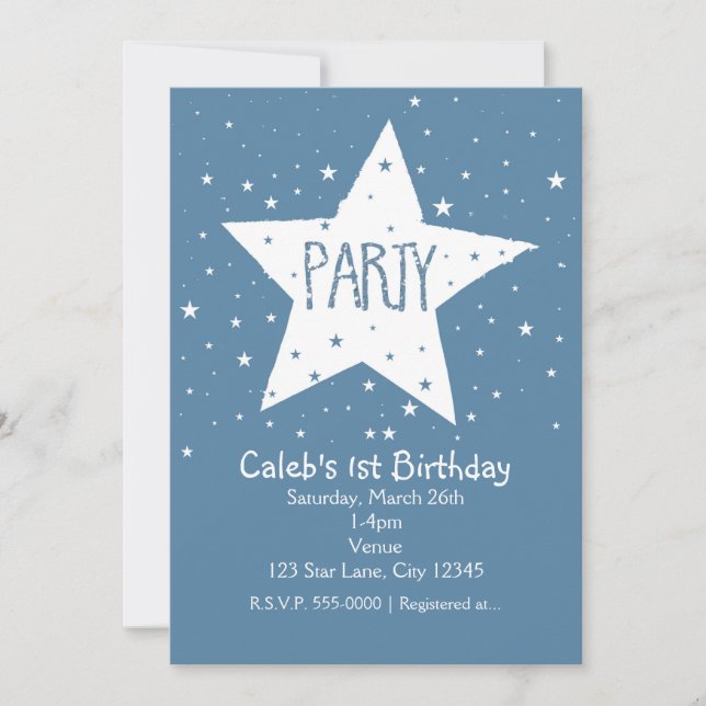 Big Star Birthday PARTY Celestial Sky Invitations (Front)