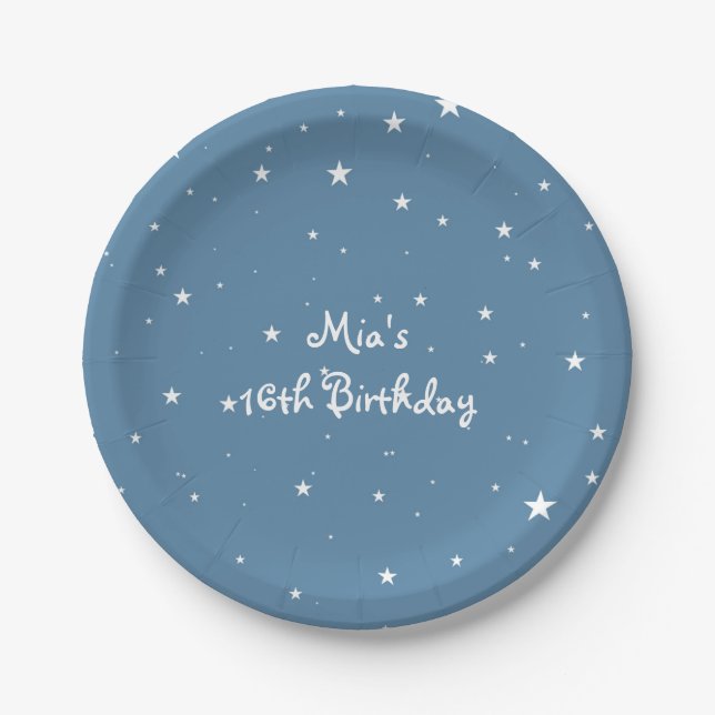 Big Star Celestial Sky Birthday Party Plates (Front)