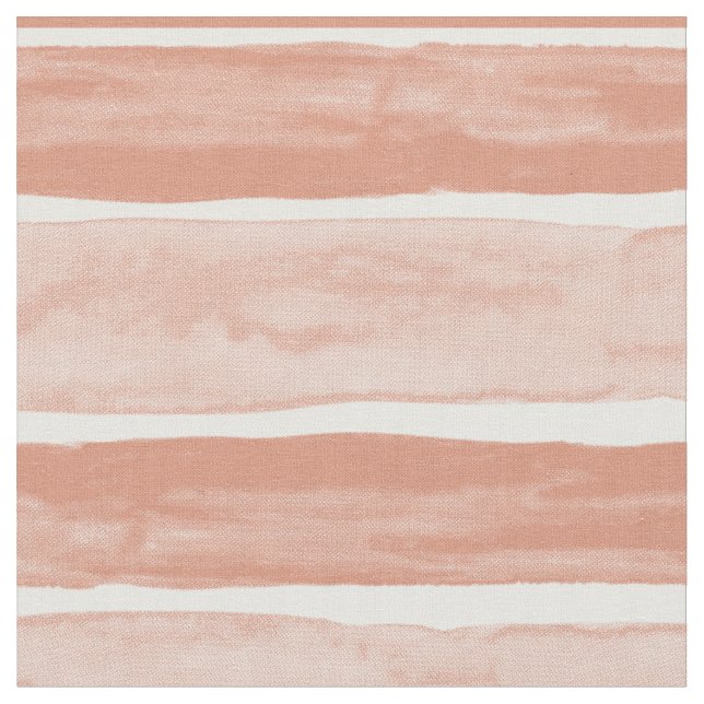 BIG STRIPE Peach Watercolor Stripe Pattern Fabric (Close Up)
