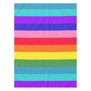 Big Stripes of Rainbow Colours Table Cloth