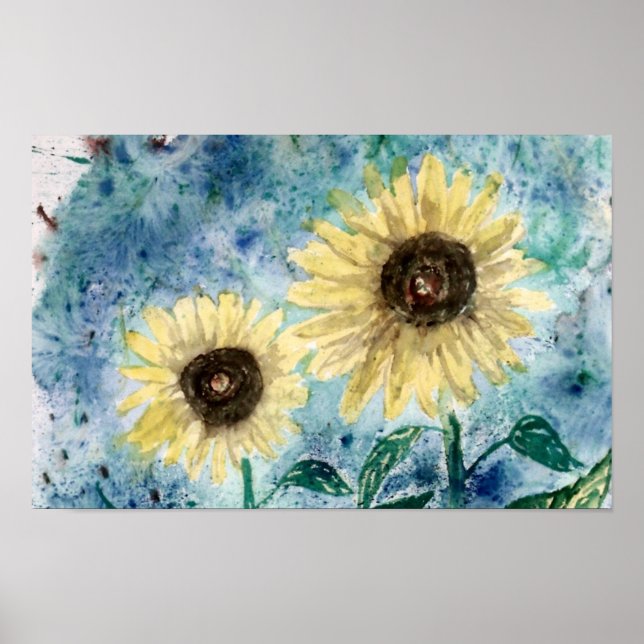 Big Sun, Sunflower painting poster print (Front)