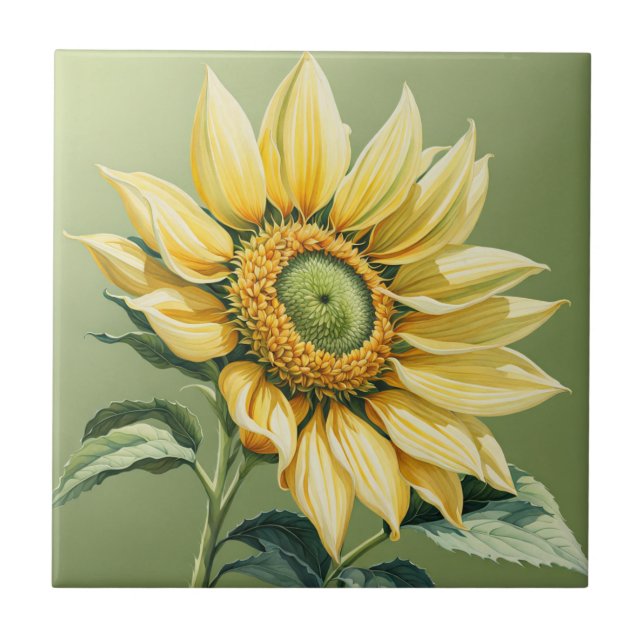 Big Sunflower on Green Tile (Front)