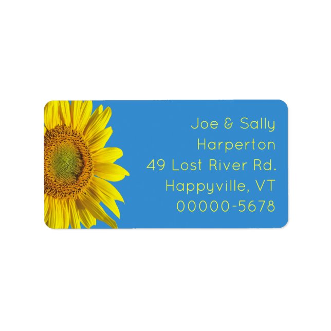 Big Sunflower Wide Return Address Labels (Front)