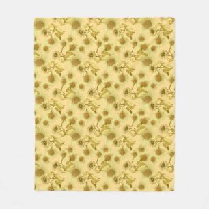 Big sunflowers pattern fleece blanket