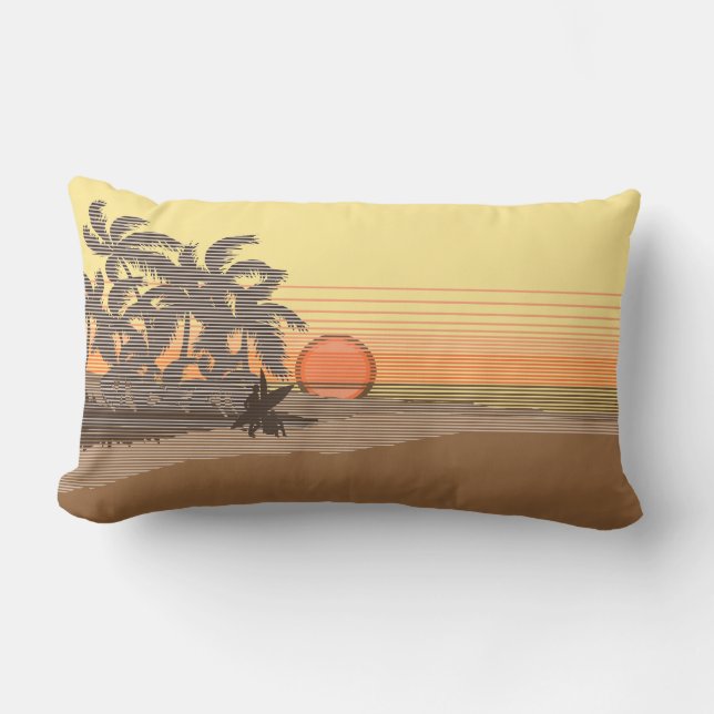Big Sunset Hawaiian Reversible Lumbar Pillows (Front)