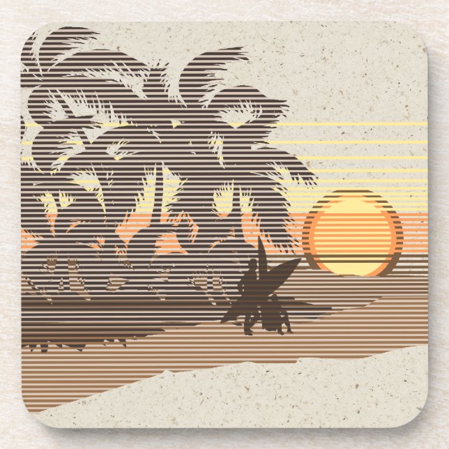 Big Sunset Hawaiian Tiki Bar Dessous de verre à do (Devant)