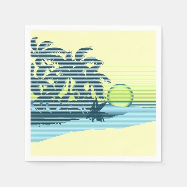 Big Sunset Stripe Hawaiian Surfer Napkin (Front)