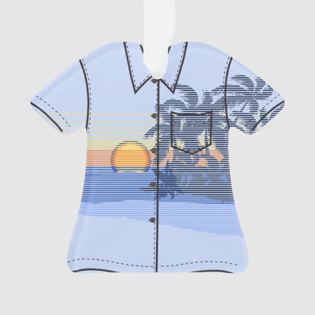 Big Sunset Stripe Hawaiian Surfers Aloha Shirt Ornament (Front)