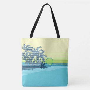 Big Sunset Stripe Hawaiian Surfers Beach Bag