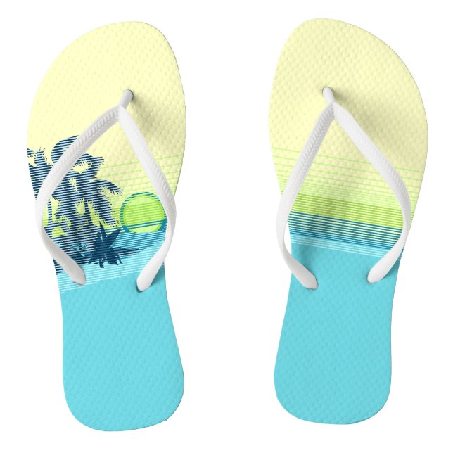 Big Sunset Stripe Hawaiian Surfers Flip Flops (Footbed)