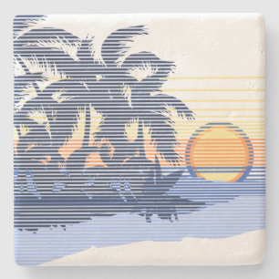 Big Sunset Stripe Hawaiian Tiki Bar Coasters