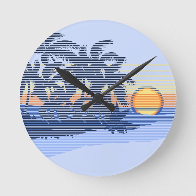 Big Sunset Stripe Hawaiian Wall Clocks (Front)