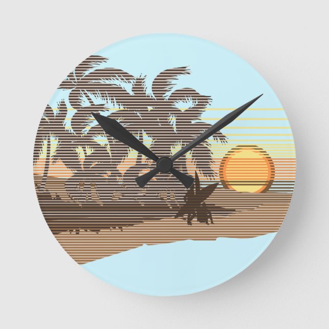 Big Sunset Stripe Hawaiian Wall Clocks (Front)