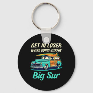 Big Sur California Beach Vacation Retro Surfing Su Keychain