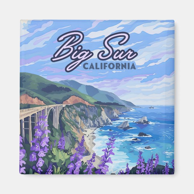 Big Sur California Coastline Retro West Coast Card Magnet (Front)