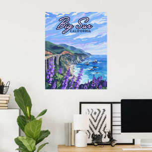 Big Sur California Coastline Retro West Coast Poster