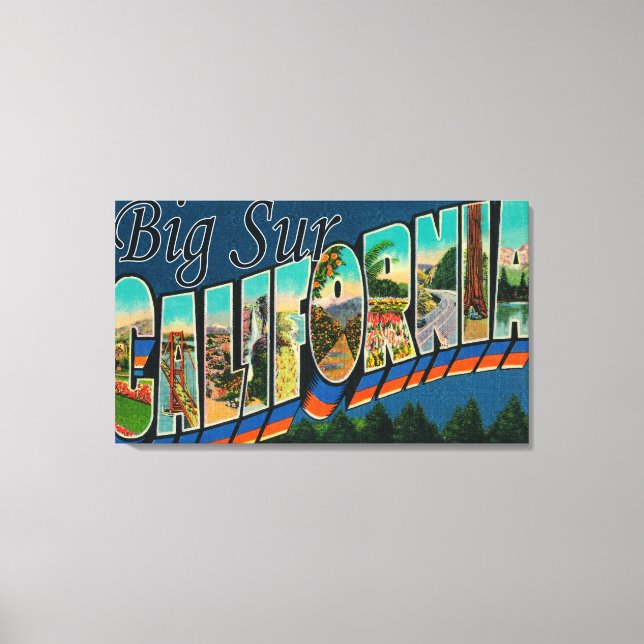 Big Sur, California - Large Letter Scenes Canvas Print (Front)