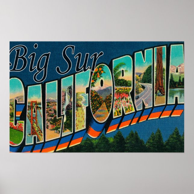 Big Sur, California - Large Letter Scenes Poster (Front)
