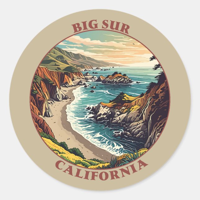 Big Sur California USA Classic Round Sticker (Front)