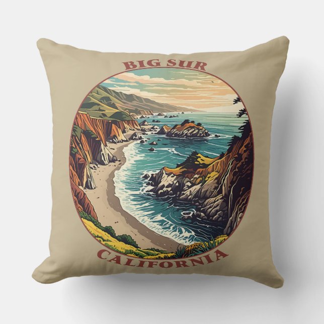 Big Sur California USA Throw Pillow (Front)