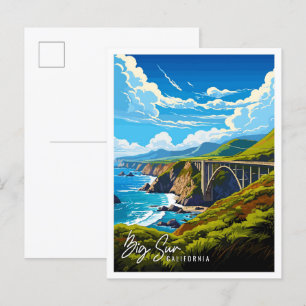 Big Sur California vintage travel illustration Postcard