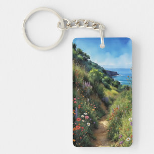 Big Sur California Watercolor Keychain