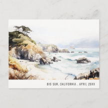 Big Sur, California Watercolor Landscape Travel