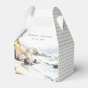 Big Sur, California Watercolor Landscape Wedding Favor Box