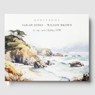 Big Sur, California Watercolor Landscape Wedding Guest Book
