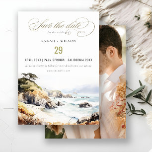 Big Sur, California Watercolor Landscape Wedding Save The Date