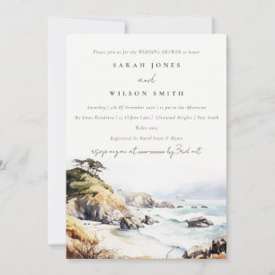 Big Sur California Watercolor Scape Wedding Shower Invitation