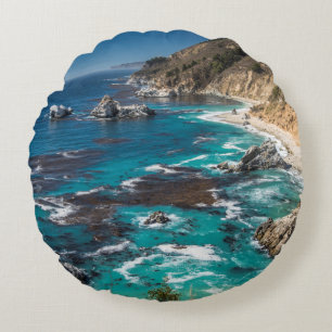 Big Sur Coastline,West Coast,Pacific Coast Round Pillow