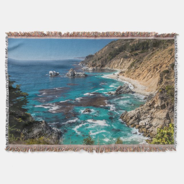 Big Sur Coastline,West Coast,Pacific Coast Throw Blanket (Front)