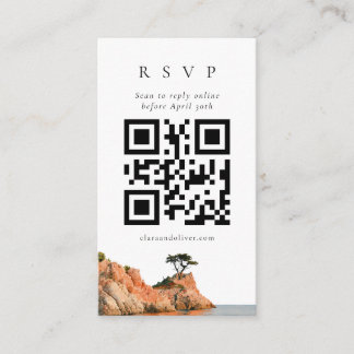 Big Sur Cypress Coast Watercolor QR Code RSVP Card