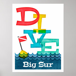 Big Sur Dive - Colourful Scuba Poster