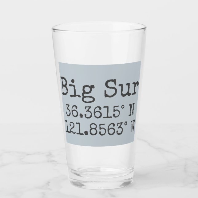 Big Sur Latitude and Longitude Glass (Front)