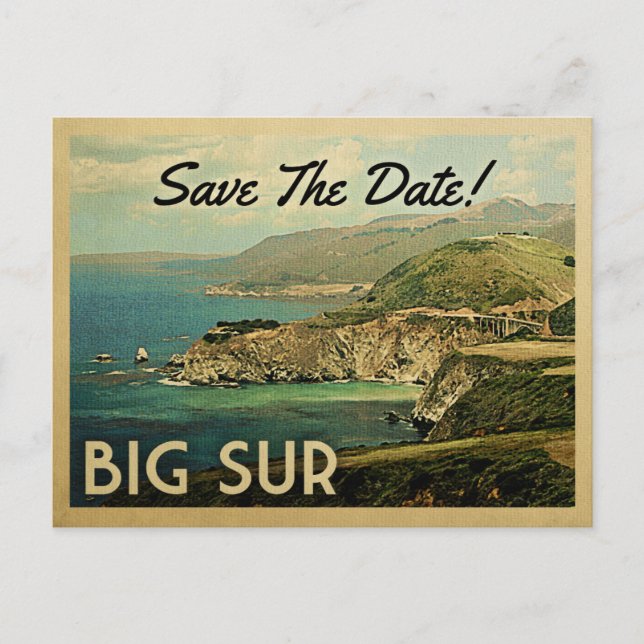 Big Sur Save The Date Vintage Postcards (Front)