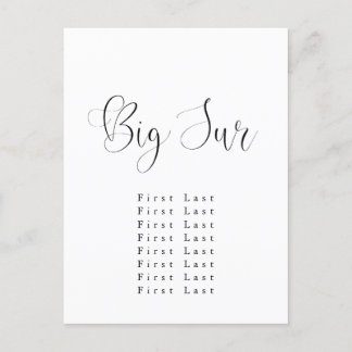 Big Sur Seating Chart Postcard