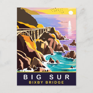 Big Sur, Sunset on the Bixby Bridge, Travel Postcard