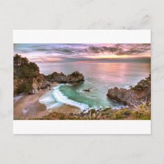 Big Sur Waterfall Sunset Postcard