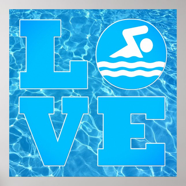 Big Swim LOVE Pool Poster pour les nageurs et les  (Devant)