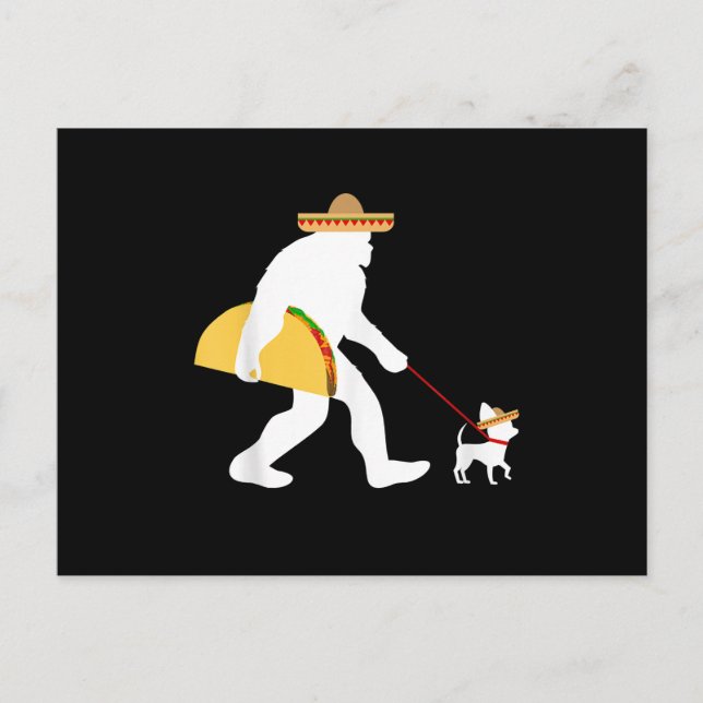 big taco sombrero chihuahua dog bigfoot cinco de postcard (Front)