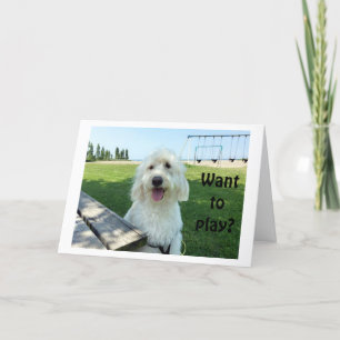 BIG TALKING DOG SAYS WANT TO PLAY? BIRTHDAY CARD
