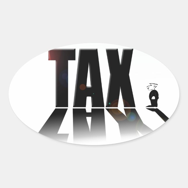 Big Tax small man Oval Sticker (Front)