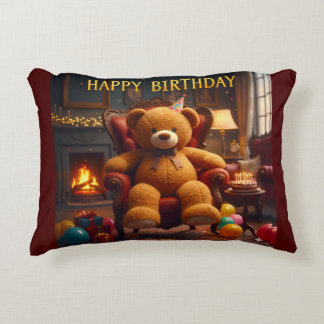 BIG TEDDYBEAR HAPPY BIRTHDAY ACCENT PILLOW