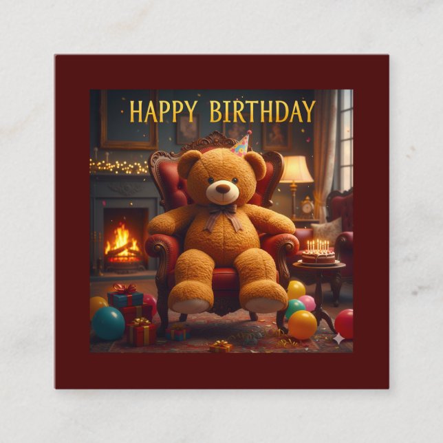 BIG TEDDYBEAR HAPPY BIRTHDAY ENCLOSURE CARD (Front)