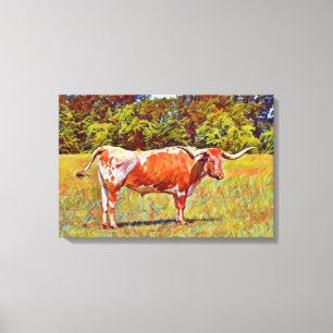 Big Texas Longhorn Cow Canvas Art Print