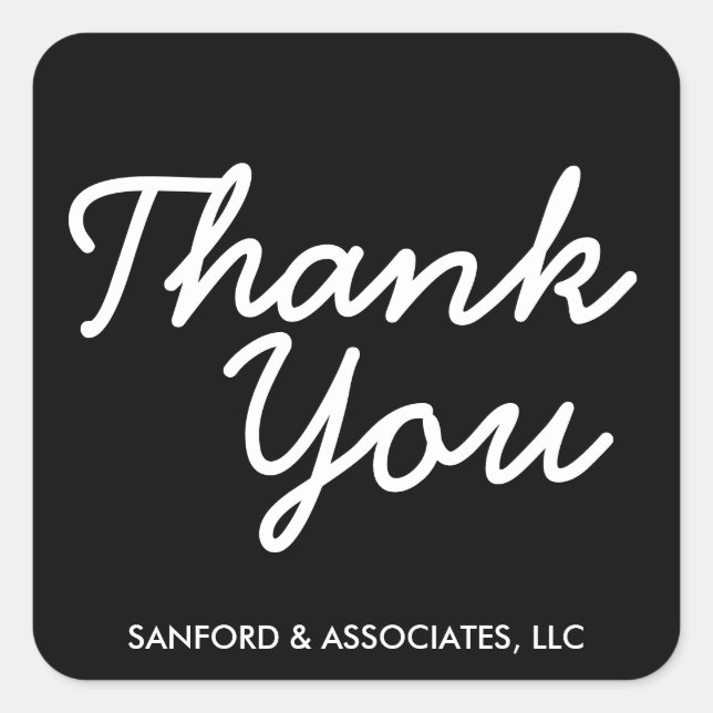 Big Thank You in cursive business etiquette Square Sticker (Front)